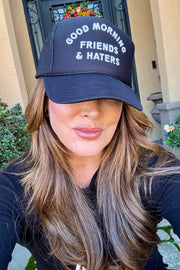 Good Morning Friend & Haters Trucker Hat (Black)